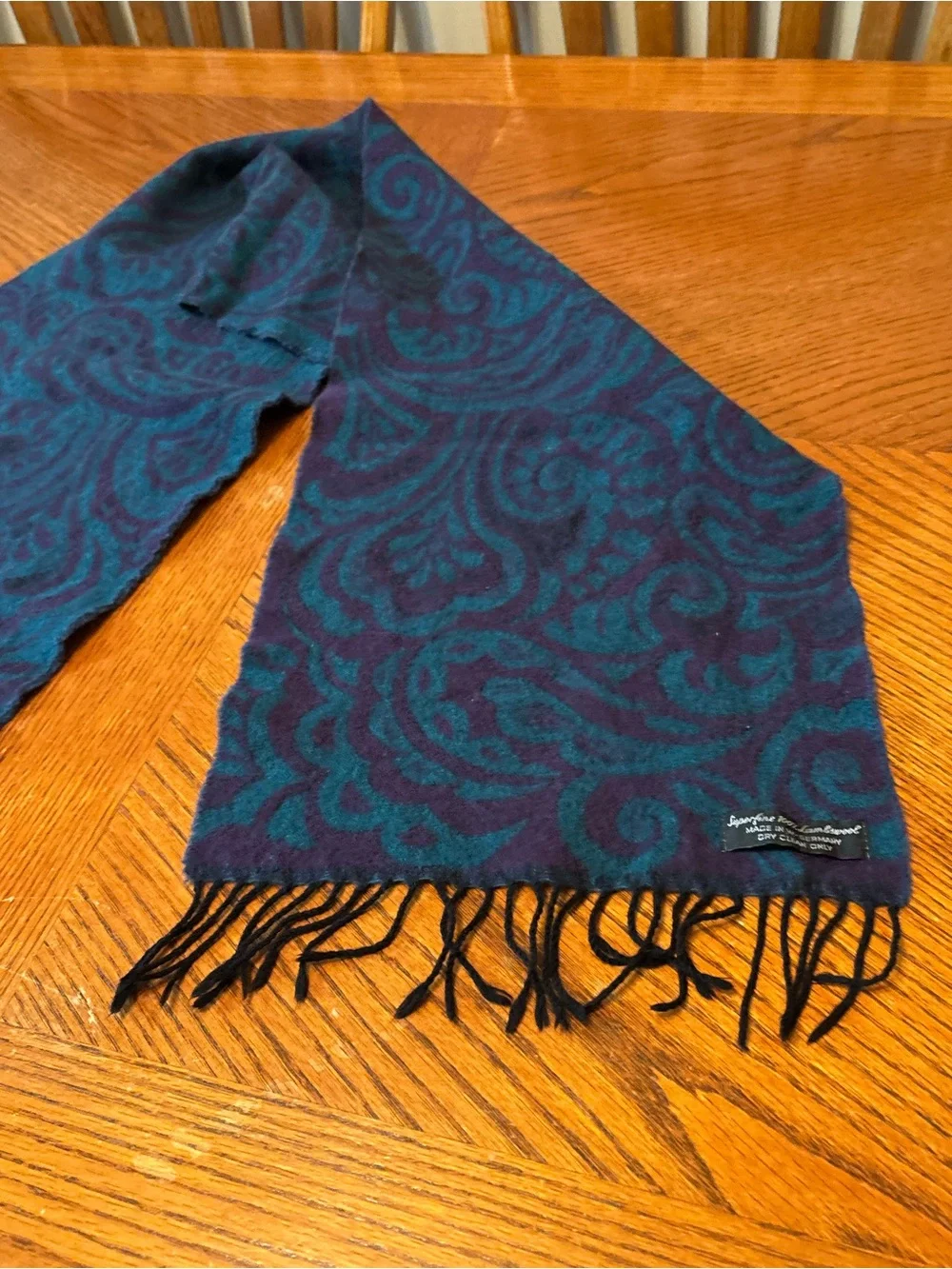 Men's Paisley Wool Blend Scarf - Teal & Black